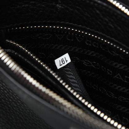 Prada Vitello Phenix Double Zip Crossbody Bag Black 10 of 18