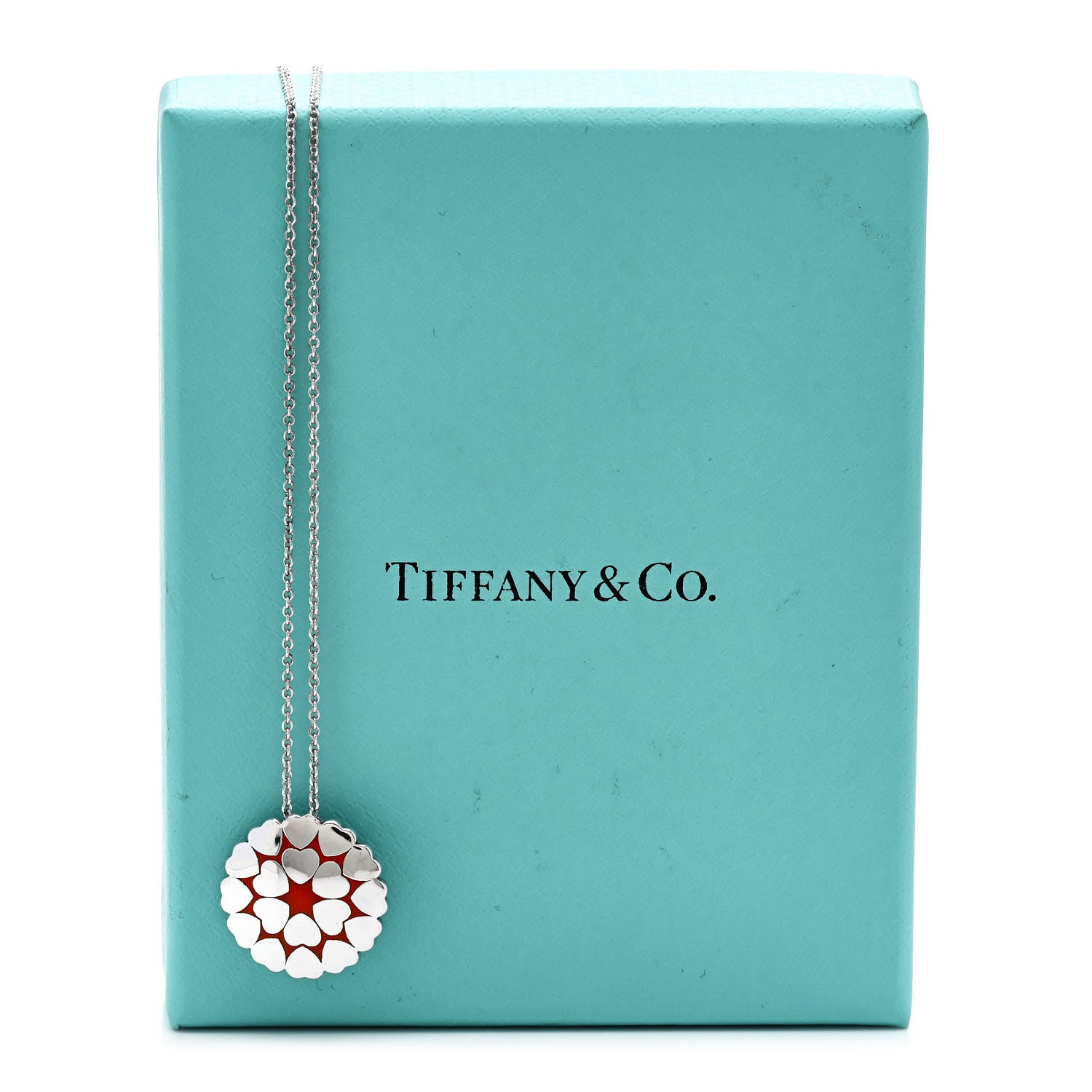 Tiffany Sterling Silver Enamel Paloma Picasso Crown of Hearts Pendant Necklace Red 6 of 6
