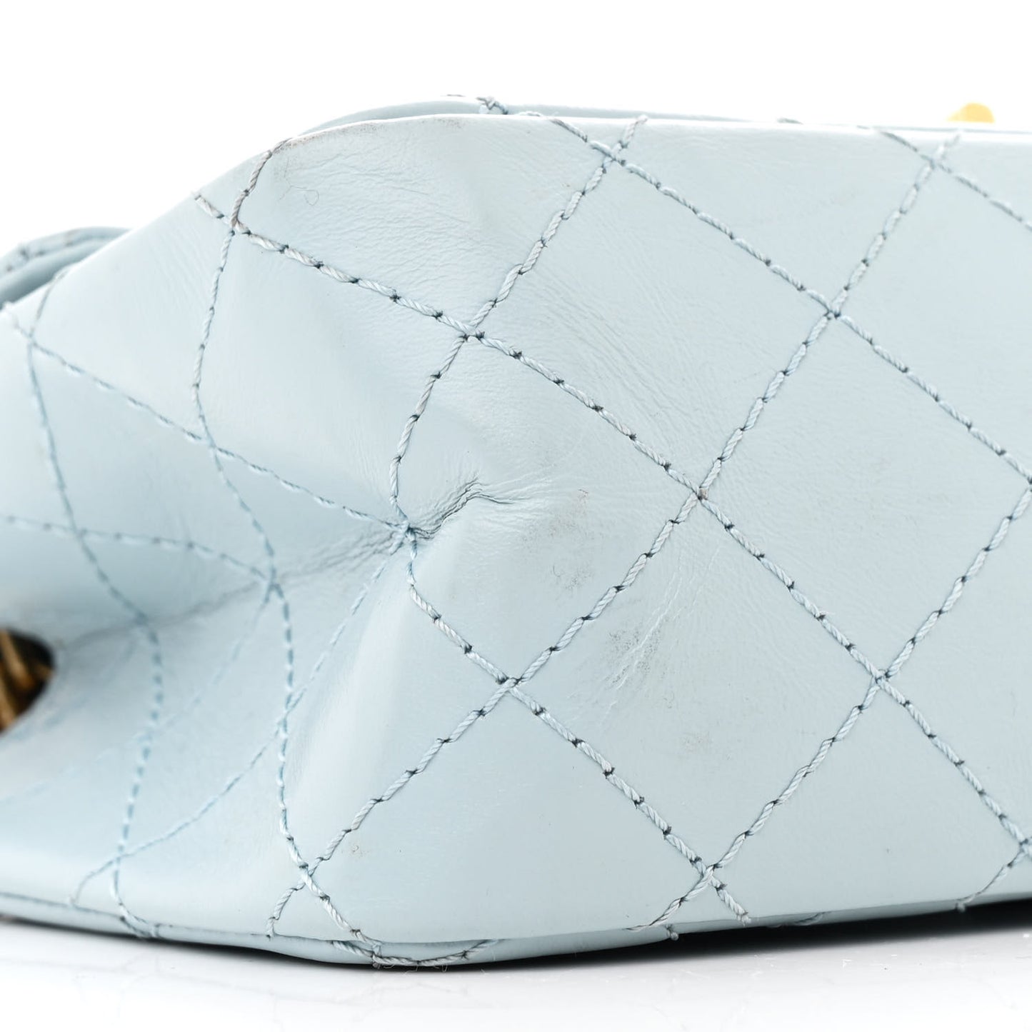 Aged Calfskin Quilted 2.55 Reissue Mini Flap Light Blue