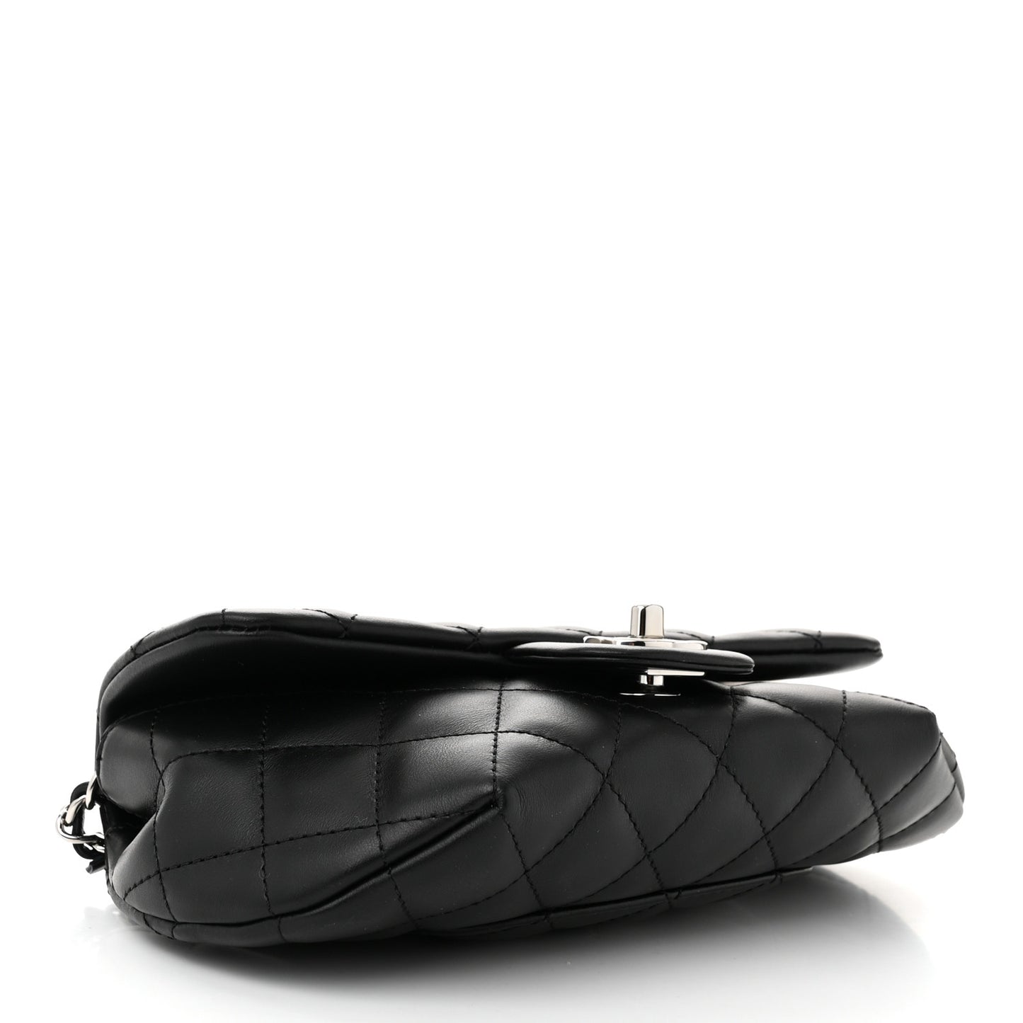 Calfskin Quilted CC Uniform Flap Belt Bag Black