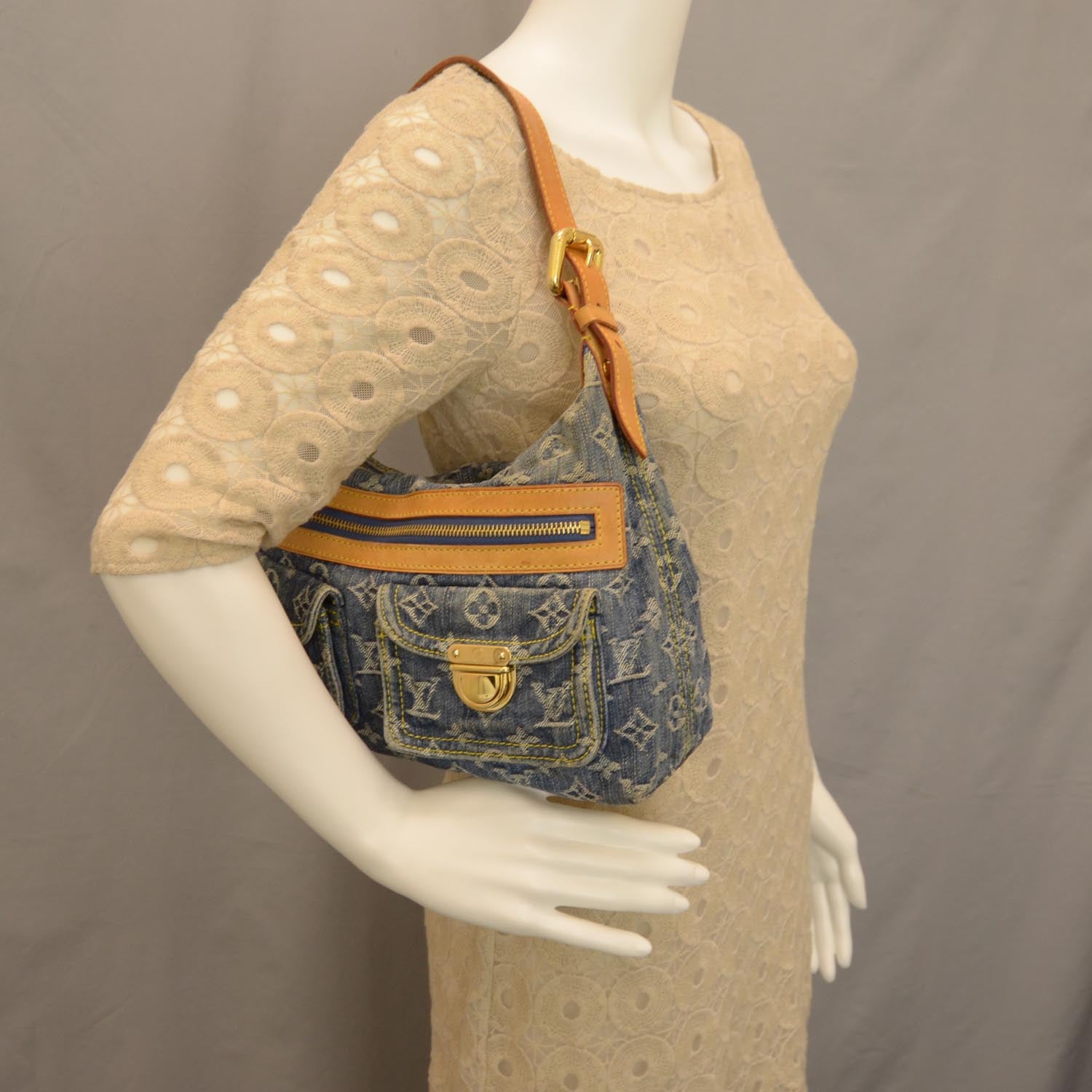 Louis Vuitton Monogram Denim Baggy PM Blue 2 of 8