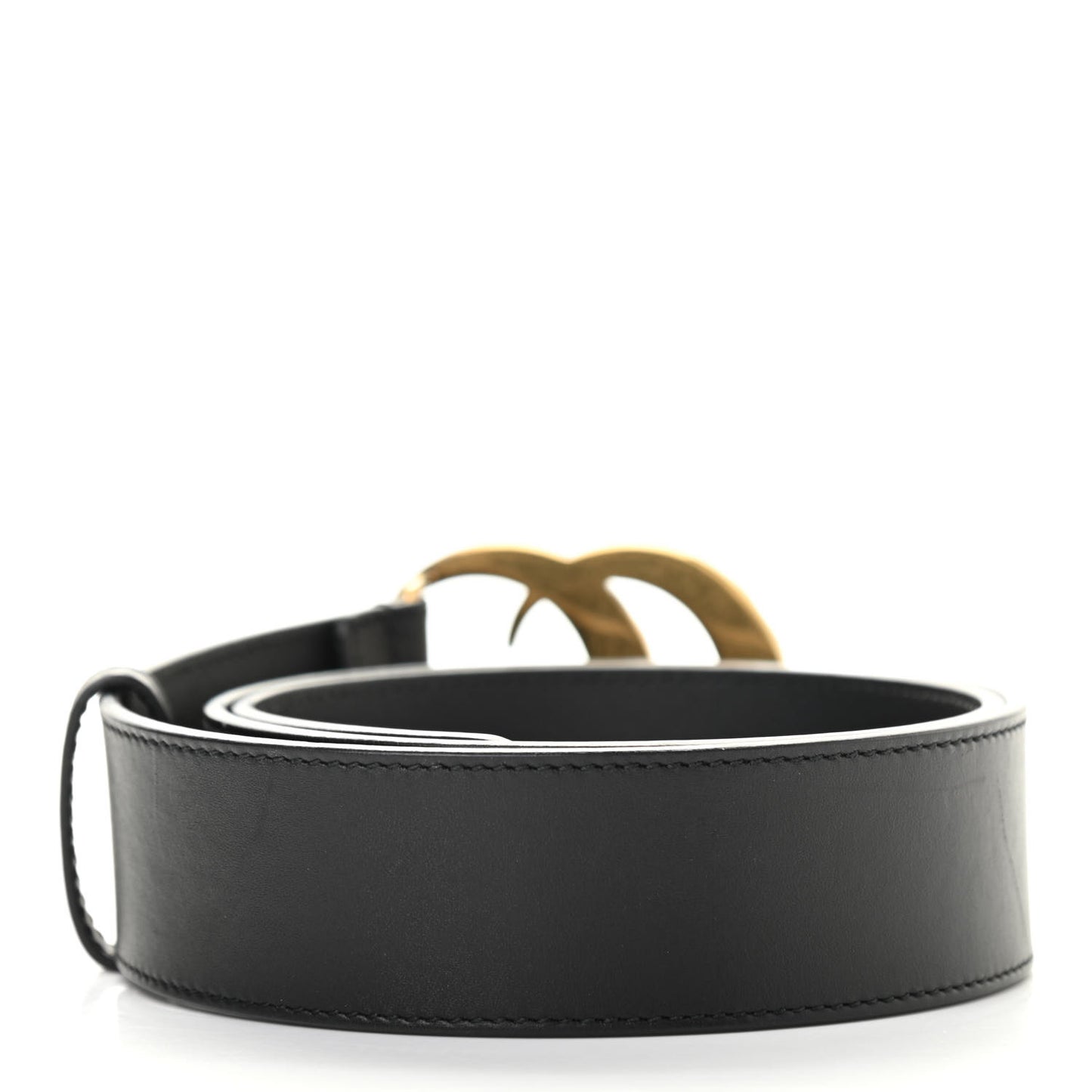 Moon Calfskin Pearl Double G 40mm Belt 80 32 Black Cream