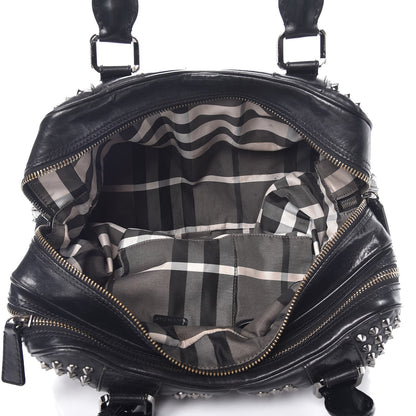 Burberry Prorsum Calfskin Studded Knight Satchel Black 6 of 22