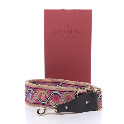 Valentino Garavani Canvas Animal Embroidered Rockstud Guitar Strap Pink 5 of 5