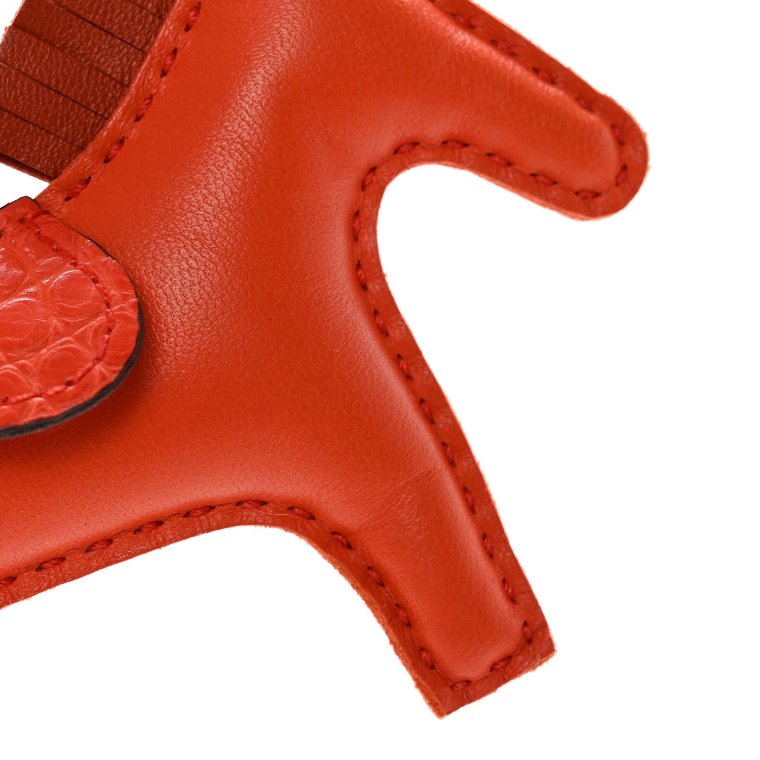 Hermes Milo Lambskin Matte Alligator Touch Grigri Rodeo Horse Bag Charm PM Orange Poppy Cornaline 4 of 5