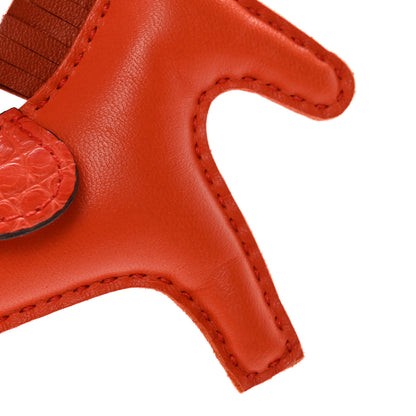 Hermes Milo Lambskin Matte Alligator Touch Grigri Rodeo Horse Bag Charm PM Orange Poppy Cornaline 4 of 5