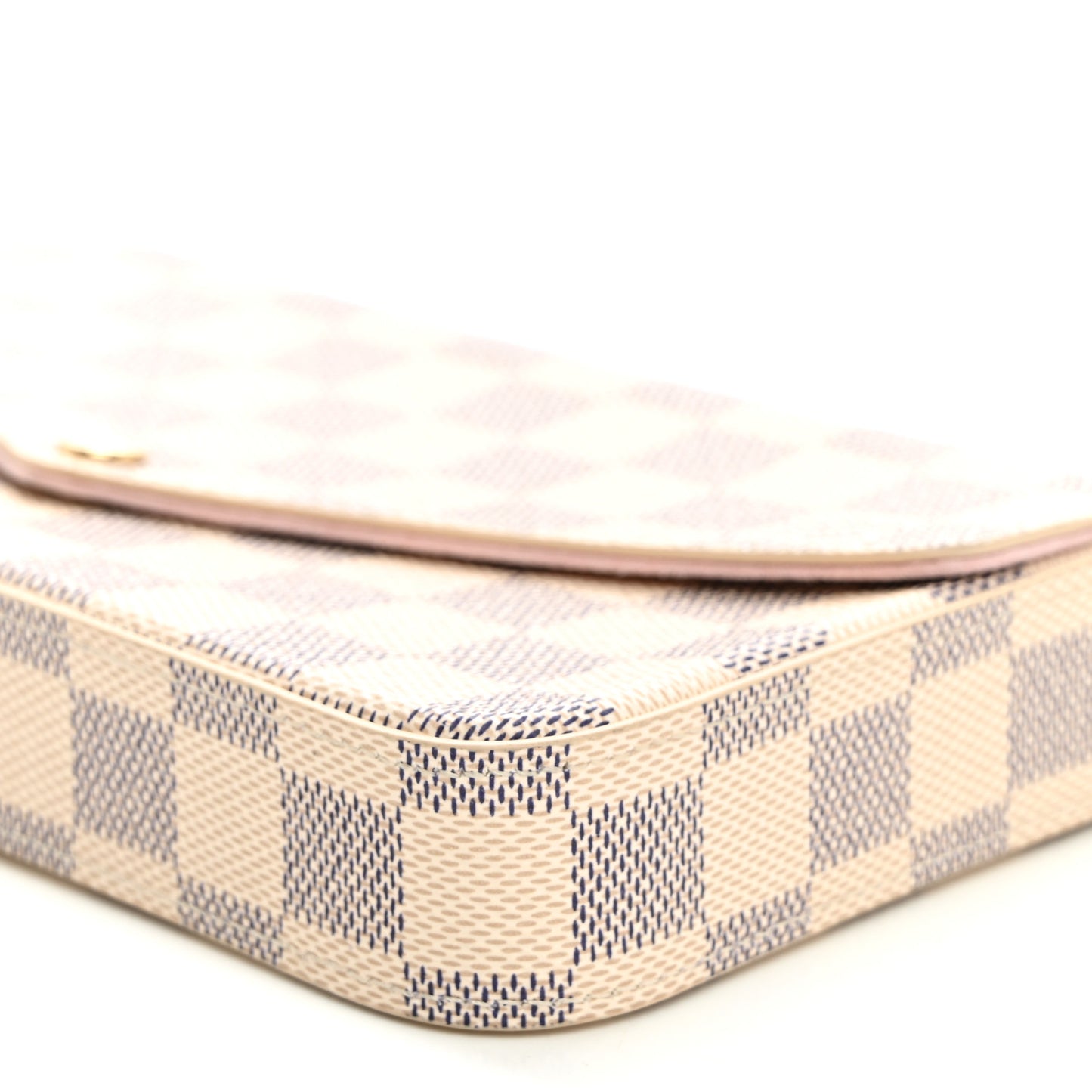 Damier Azur Pochette Felicie Chain Wallet Rose Ballerine