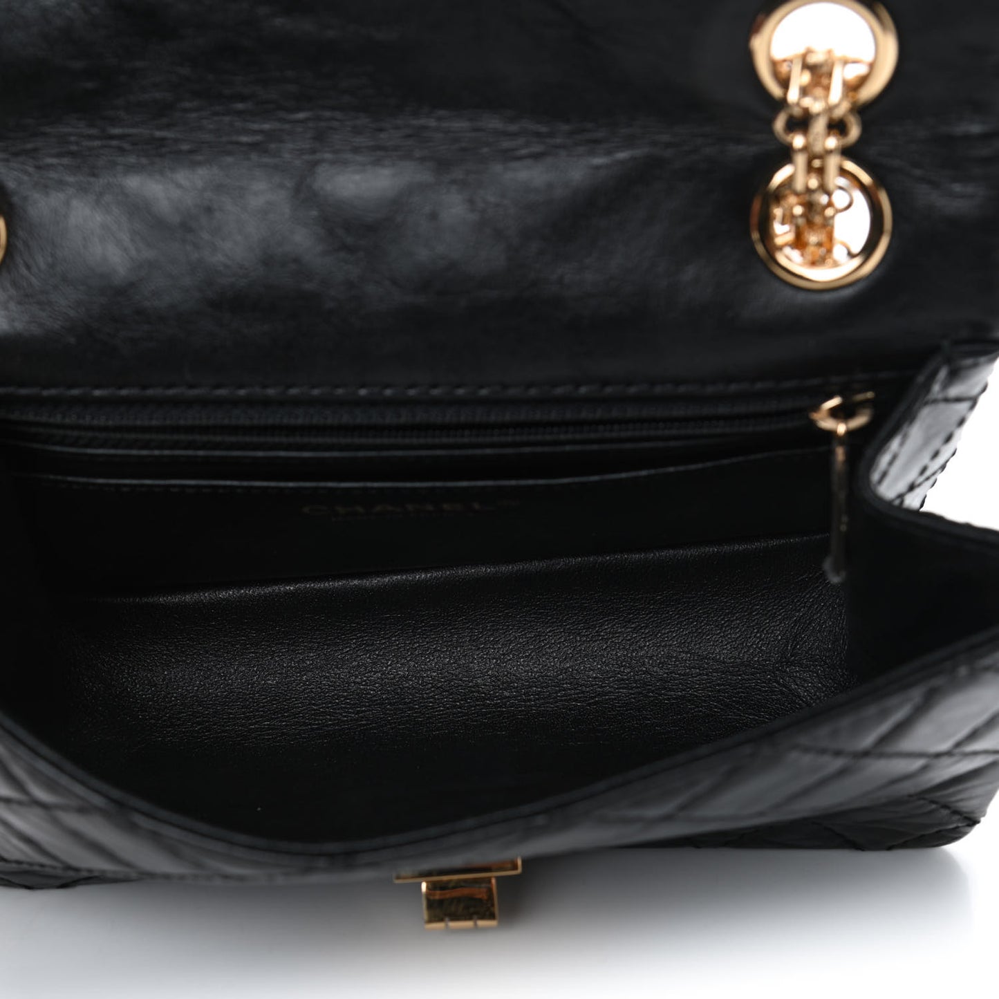 Aged Calfskin Quilted 2.55 Reissue Mini Flap Black