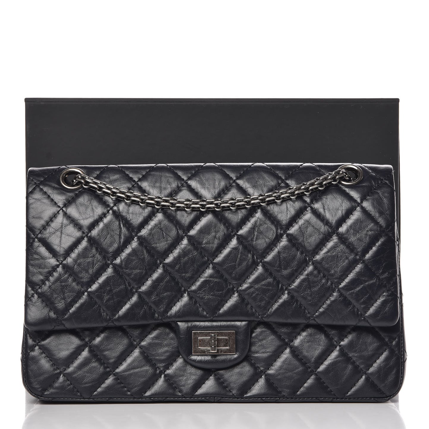 Aged Calfskin Quilted 2.55 Reissue 226 Flap Navy Blue