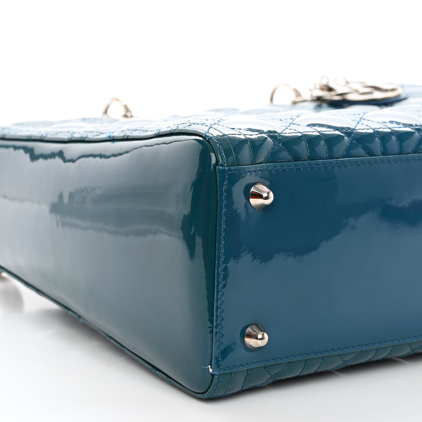 Patent Cannage Large Lady Dior Blue