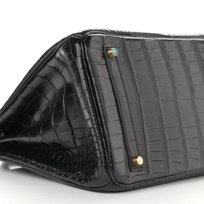 Hermes Matte Porosus Crocodile Birkin 35 Black 9 of 13