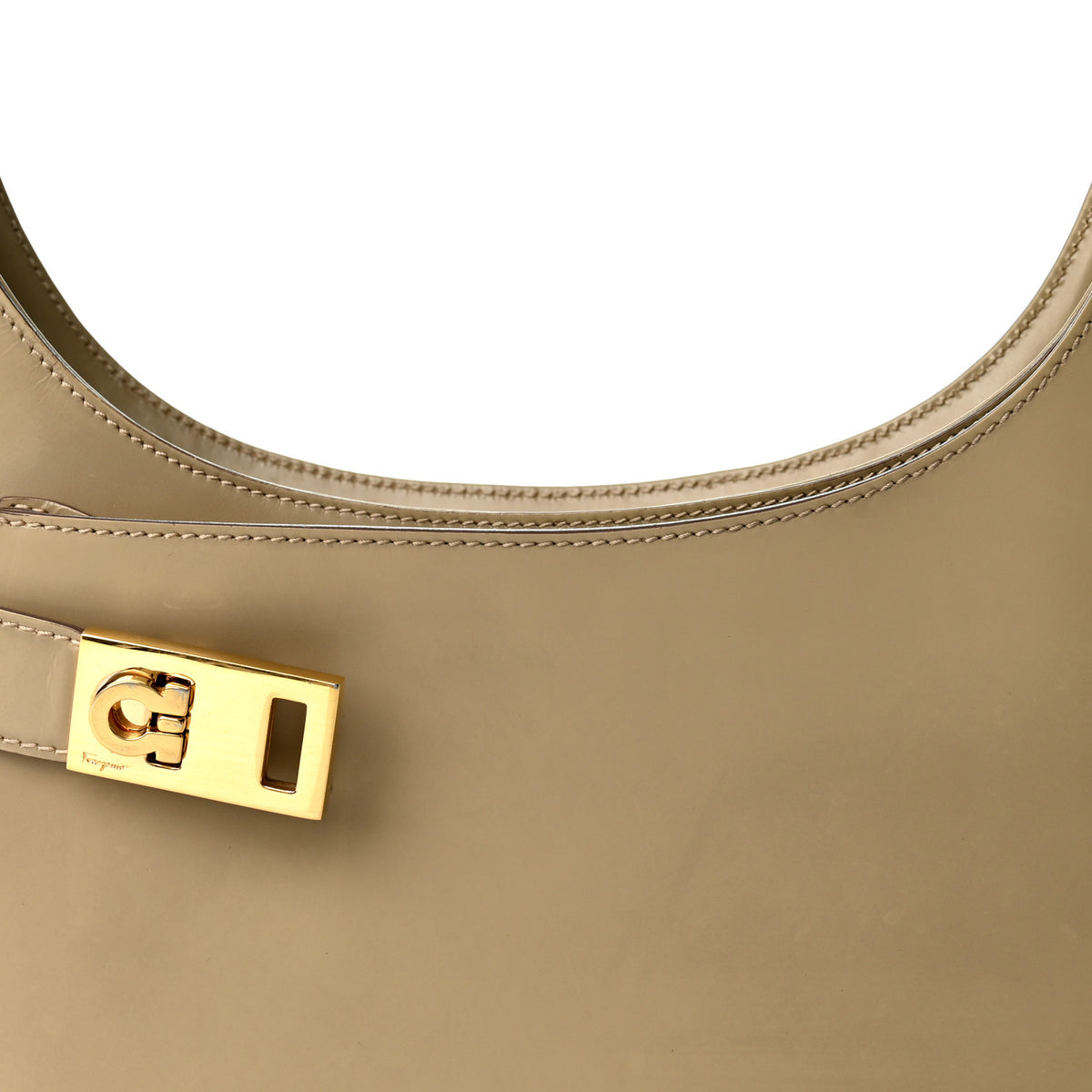 Salvatore Ferragamo Brushed Calfskin Gancini Hobo Beige 7 of 10