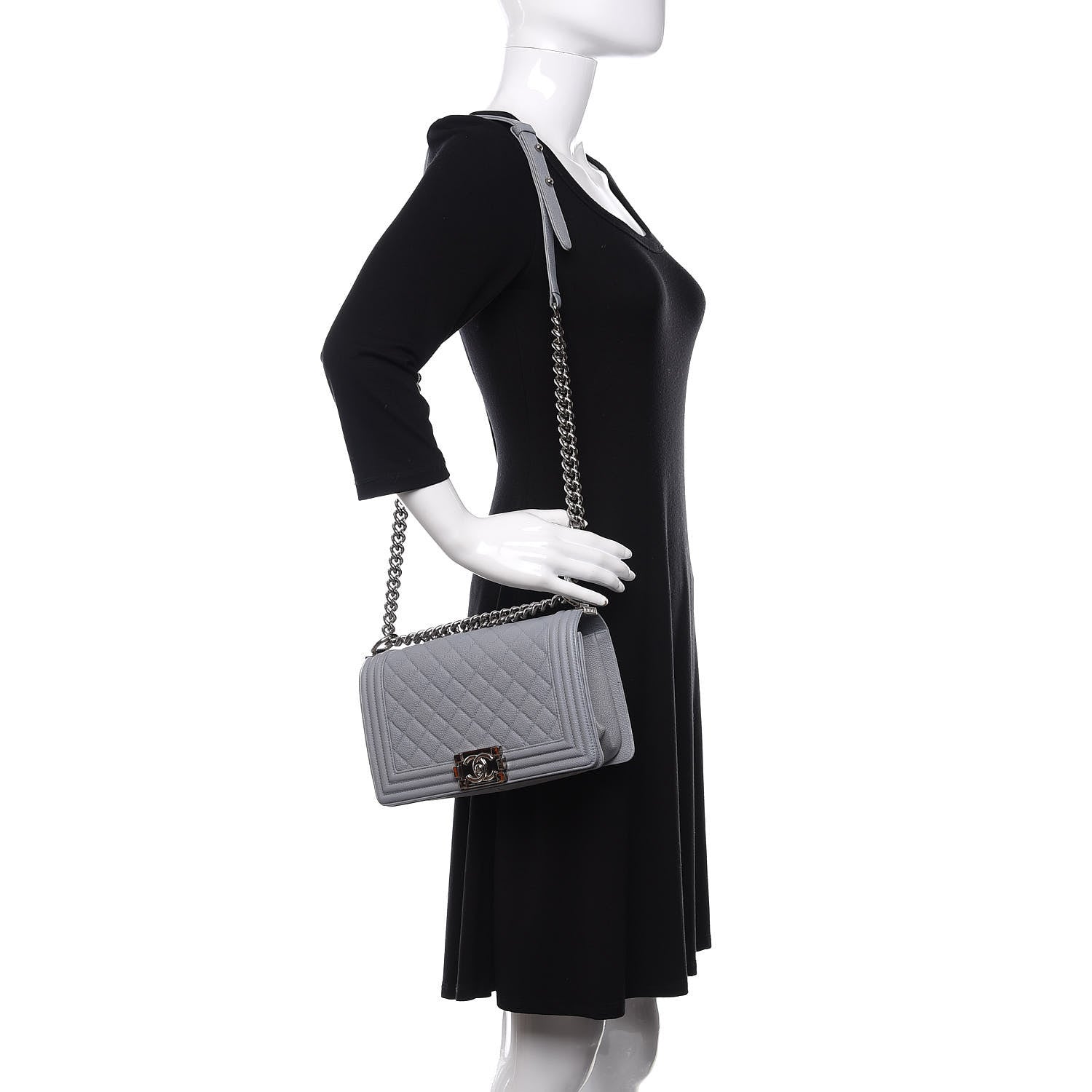Chanel Caviar Quilted Medium Boy Flap Blue 2 of 9