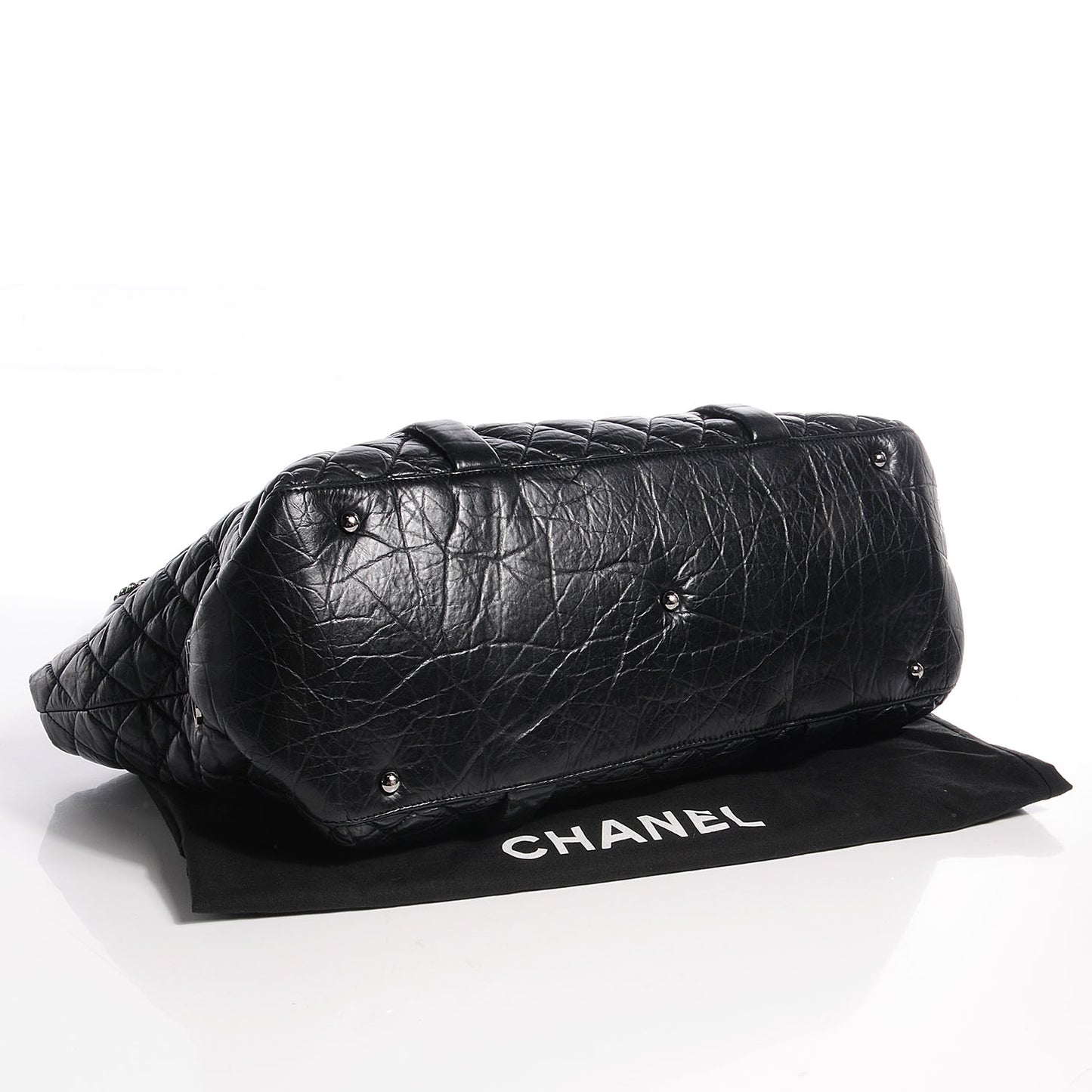Distressed Lambskin Vintage Ligne Lady Braid XL Tote Black
