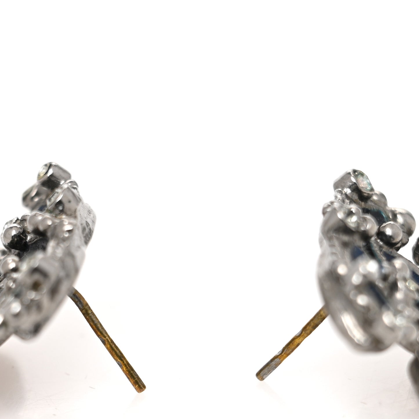 Enamel Crystal CC Earrings Blue