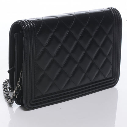 Chanel Lambskin Quilted Boy Wallet On Chain WOC Black 3 of 8