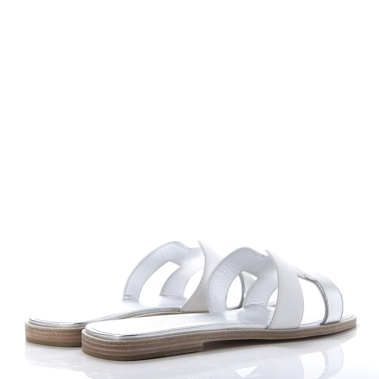 Metallic Nappa Box Oran Sandals 37 White Gris Argente