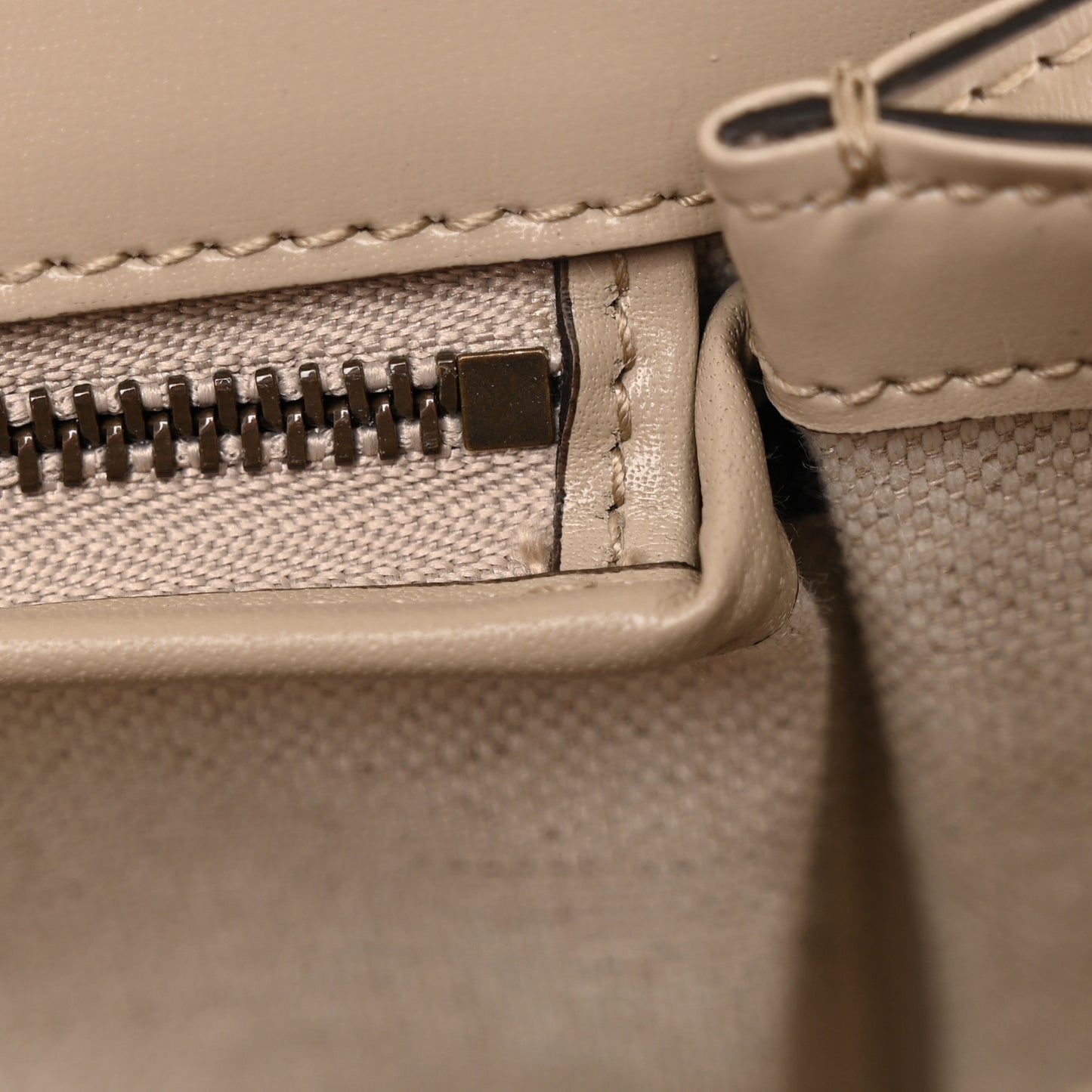 Boarded Dyana Lux Calfskin Web Small Bamboo 1947 Top Handle Bag Oatmeal