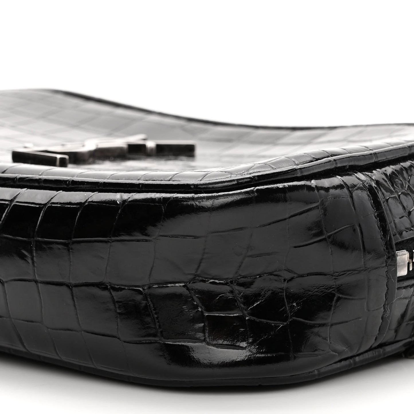 Calfskin Crocodile Embossed Monogram Mini Lou Camera Bag Black