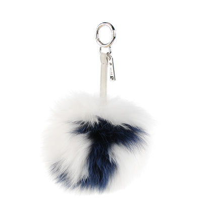 Fendi Fox Fur Shiny Nappa Bi-Color J ABCharm Bag Charm White Blue 1 of 5