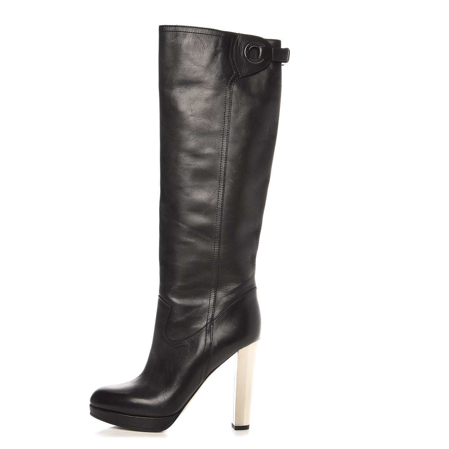 Valentino Garavani Calfskin Knee High Platform Boots 39 Black 1 of 8