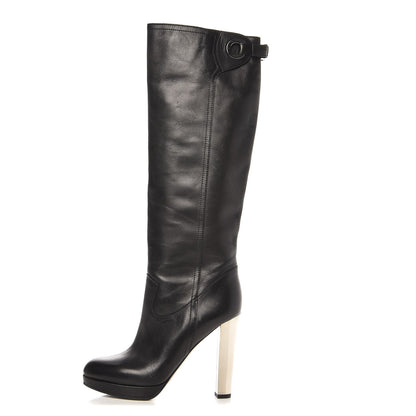 Valentino Garavani Calfskin Knee High Platform Boots 39 Black 1 of 8