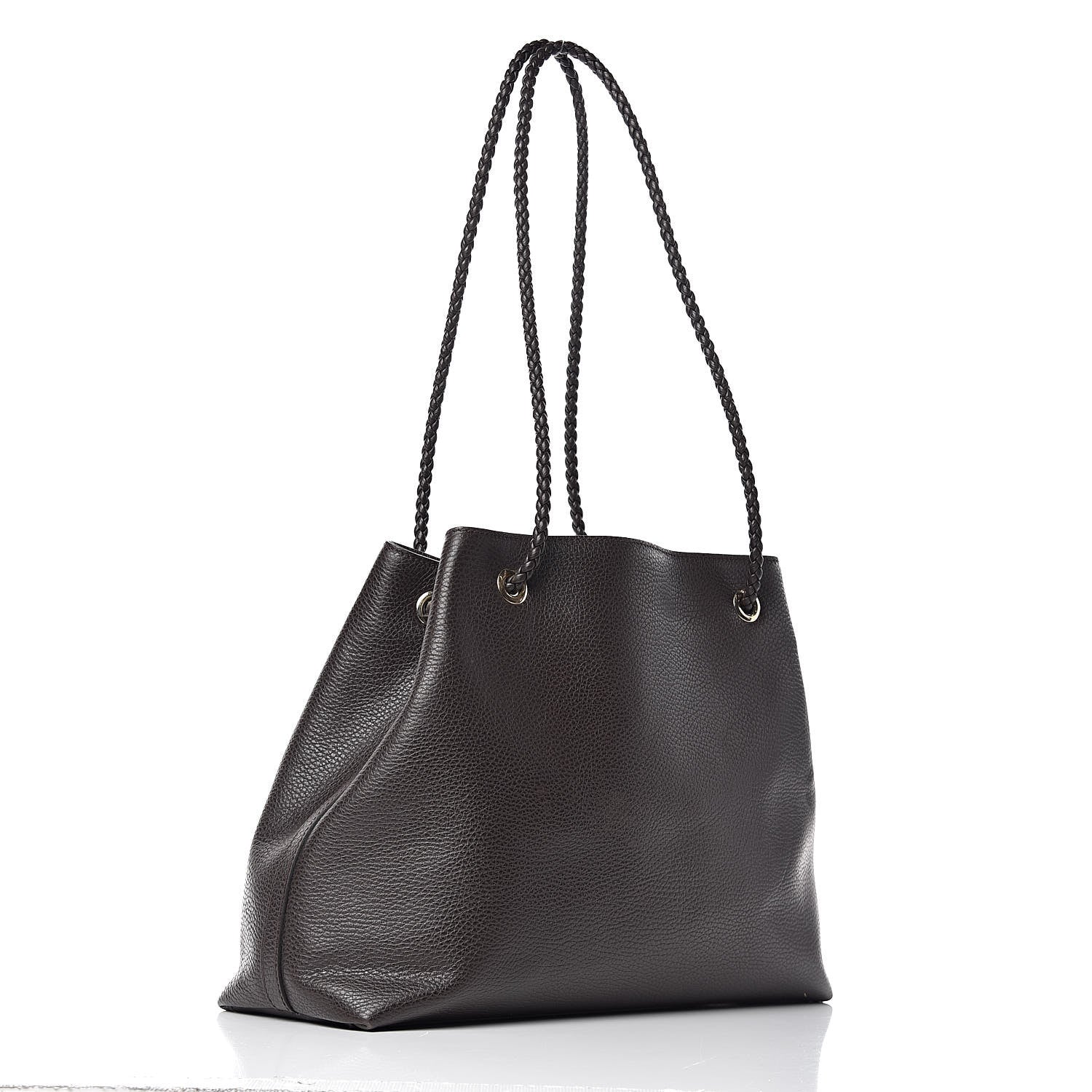 Gucci Calfskin Medium Braided Handle Gifford Tote Dark Brown 3 of 14