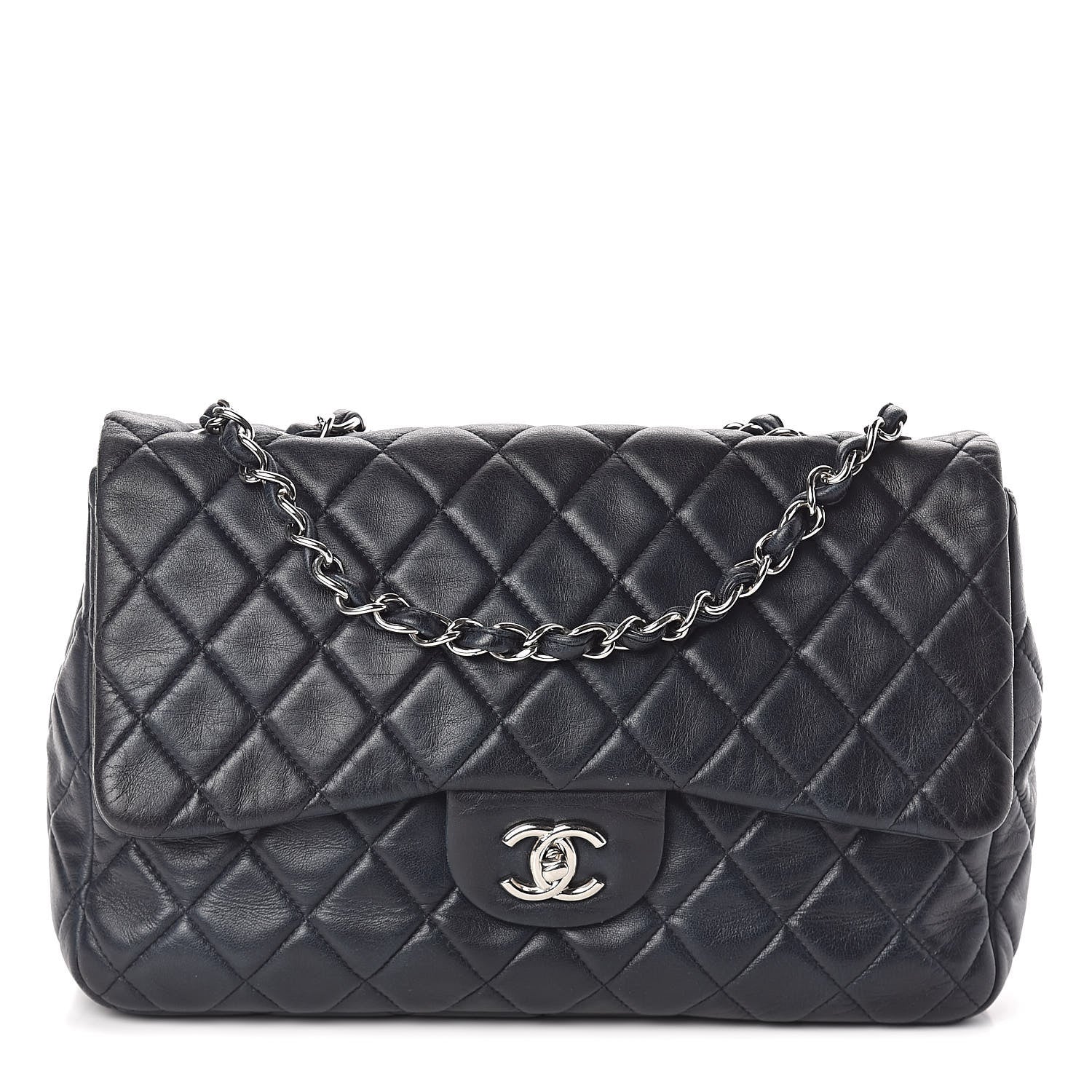 Chanel Lambskin Quilted Jumbo Single Flap Blue 1 of 10