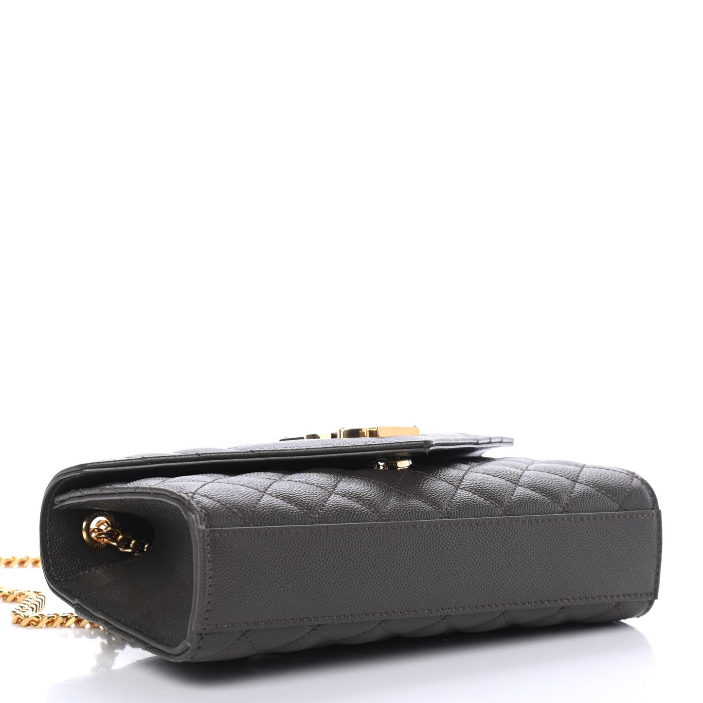 Grain De Poudre Textured Mixed Matelasse Small Triquilt Monogram Satchel Pebble