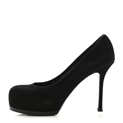 Saint Laurent Suede Calfskin Tribtoo 80 Pumps 38 Black 1 of 8