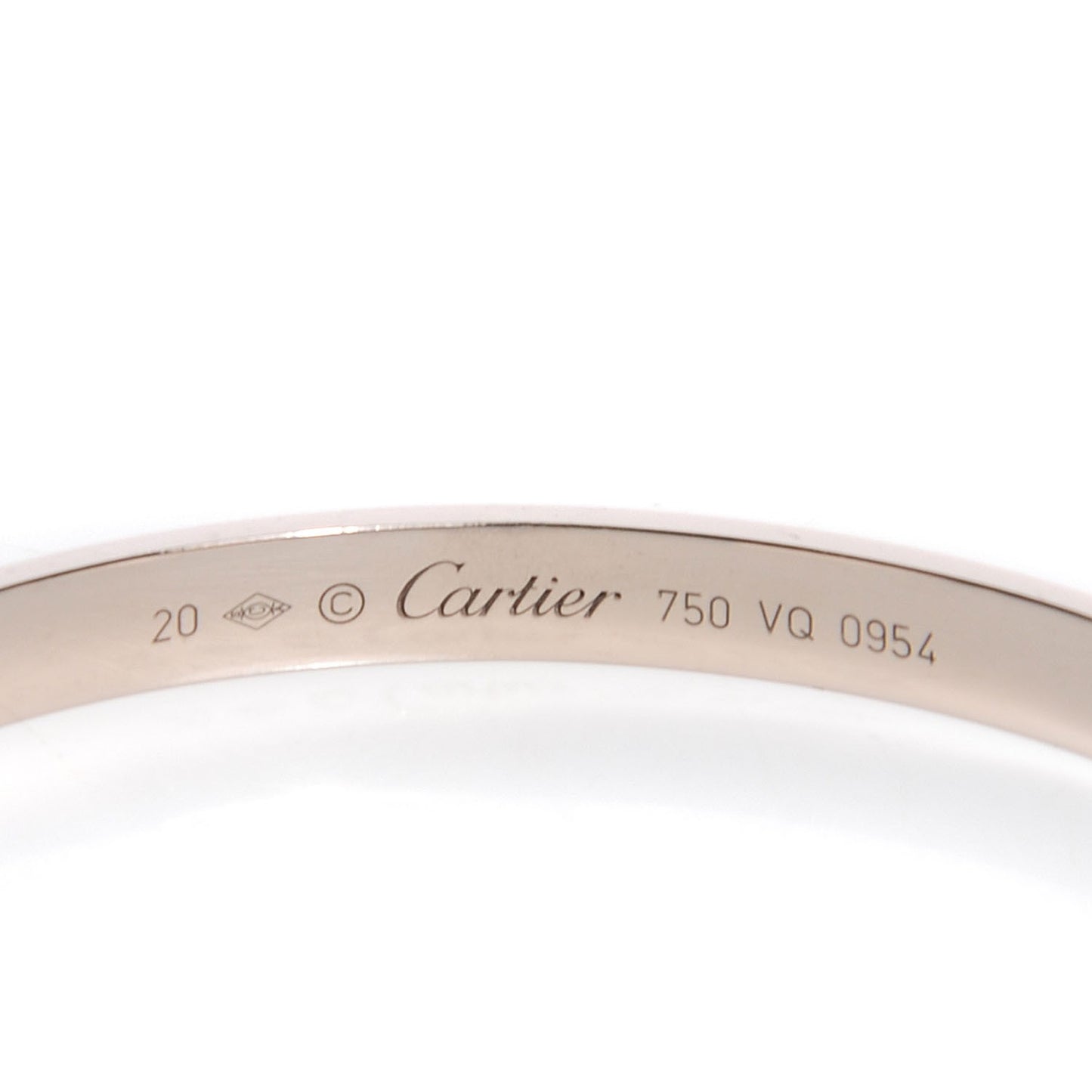 18K White Gold LOVE Cuff Bracelet 20