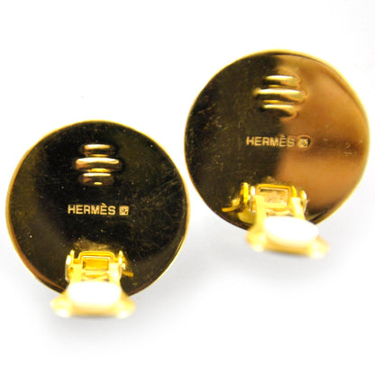 Hermes Enamel Button Clip On Earrings Bleu Print 3 of 4