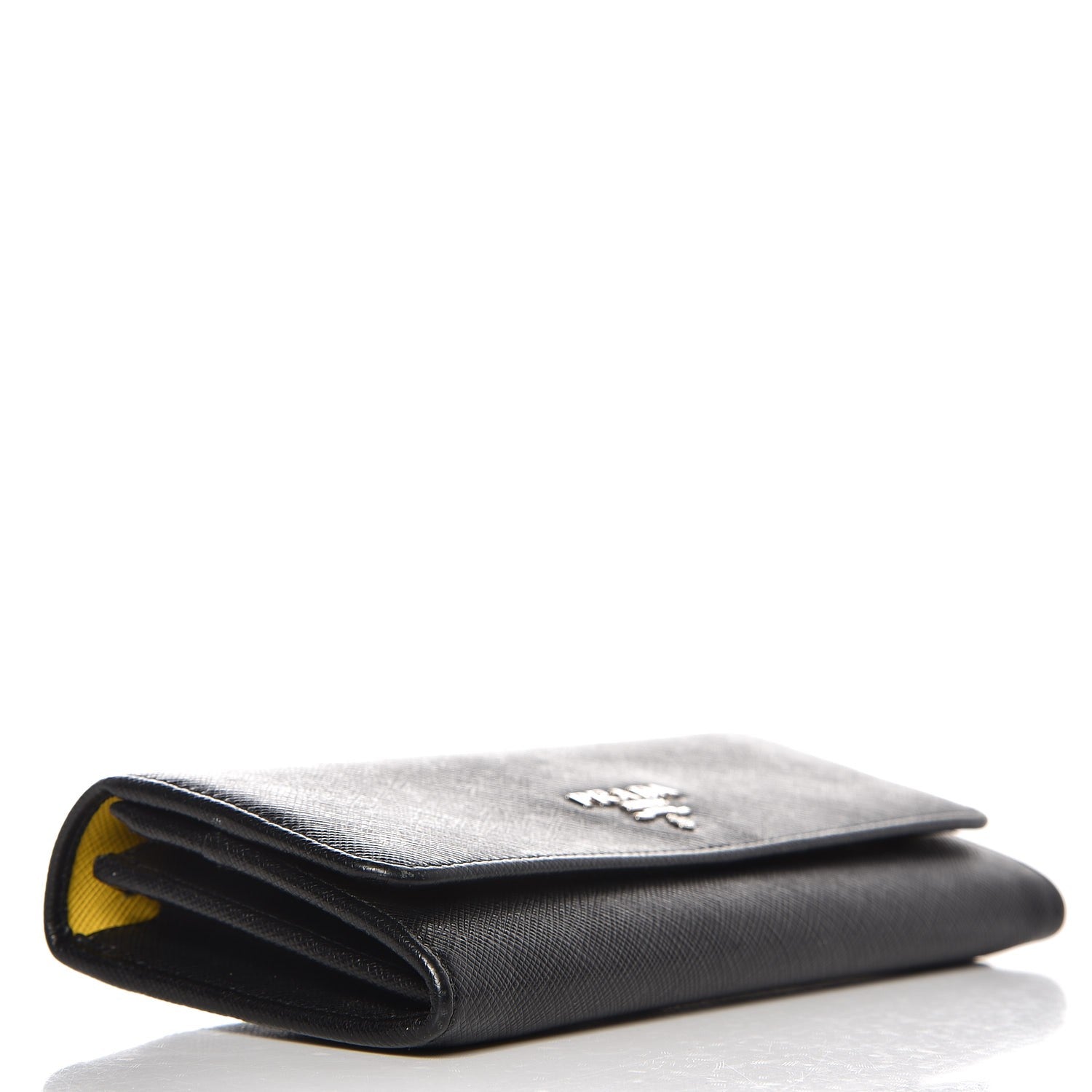 Prada Saffiano Multicolor Continental Flap Wallet Nero Black Soleil 4 of 11