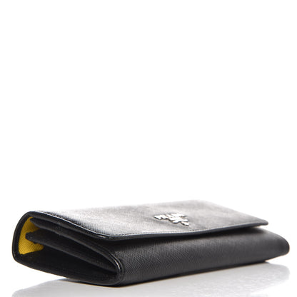 Prada Saffiano Multicolor Continental Flap Wallet Nero Black Soleil 4 of 11