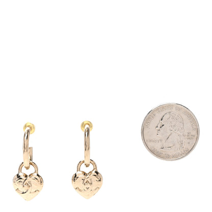 Chanel Metal CC Heart Turnlock Drop Earrings Gold 2 of 4