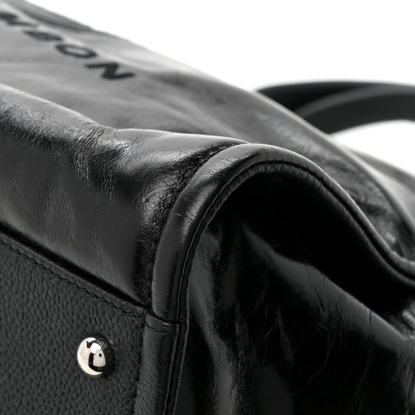 Glazed Calfskin Medium Deauville Tote Black