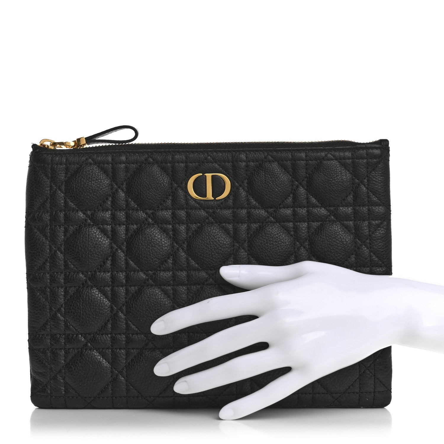 Christian Dior Supple Calfskin Cannage Medium Caro Daily Pouch Black 2 of 9
