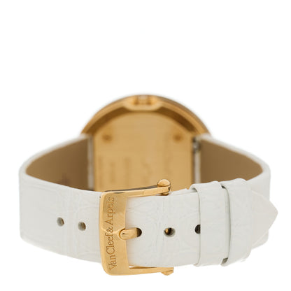 Van Cleef & Arpels 18K Yellow Gold Alligator Diamond Bezel Malachite 32mm Charms Quartz Watch 4 of 7