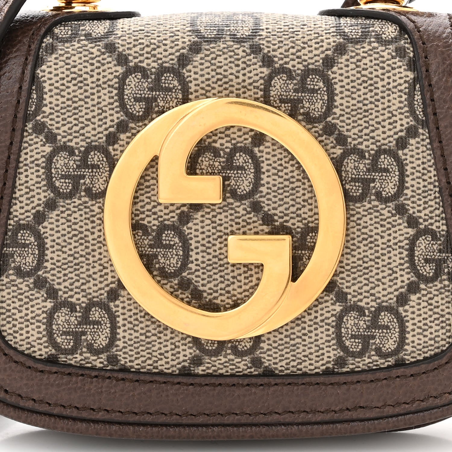 Gucci GG Supreme Monogram Textured Dollar Calfskin Blondie Card Case Wallet with Strap Beige Ebony New Acero 8 of 10