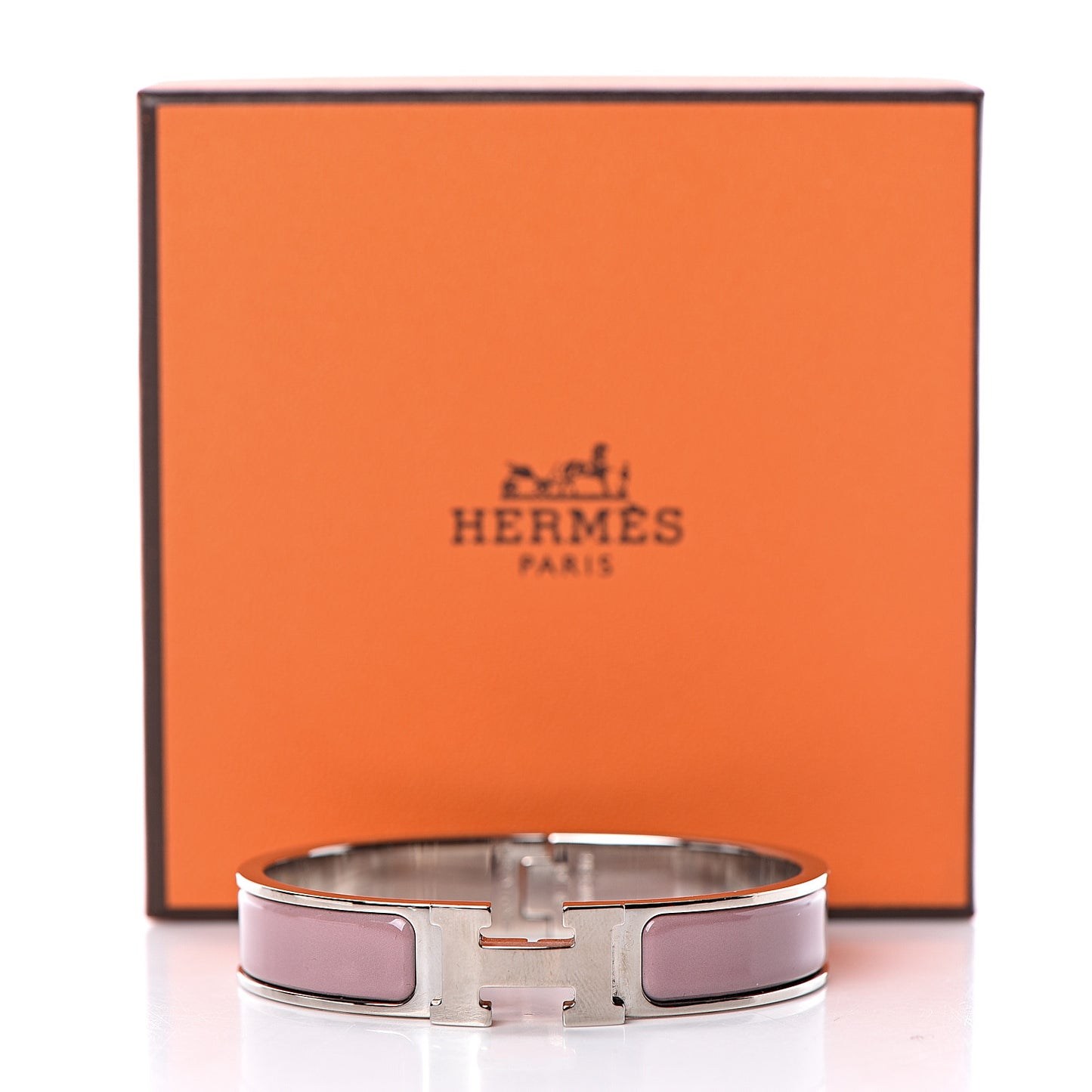 Enamel Narrow Clic Clac H Bracelet PM Bois De Rose