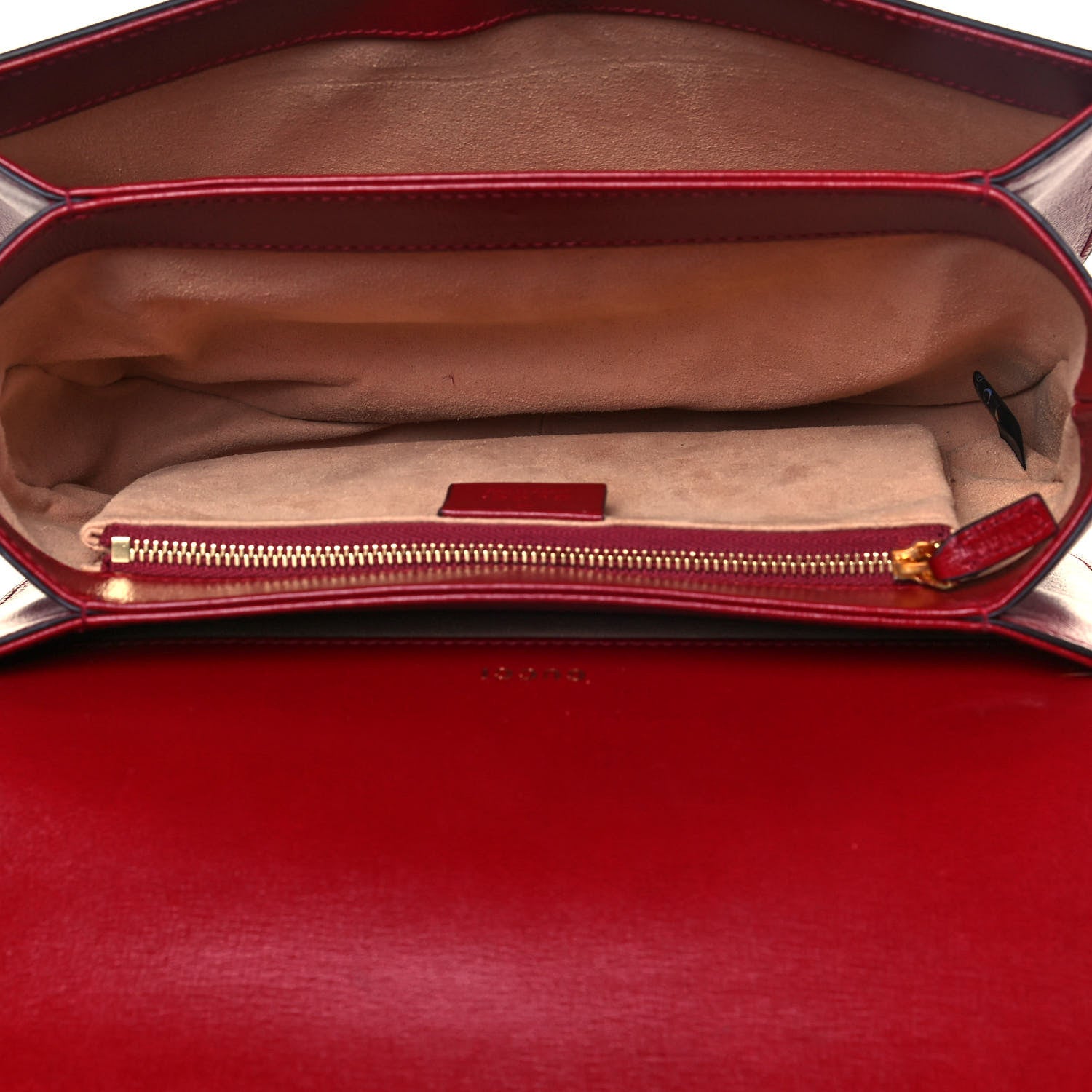 Gucci GG Supreme Monogram Azalea Calfskin Horsebit 1955 Shoulder Bag Beige Ebony New Cherry Red 5 of 14