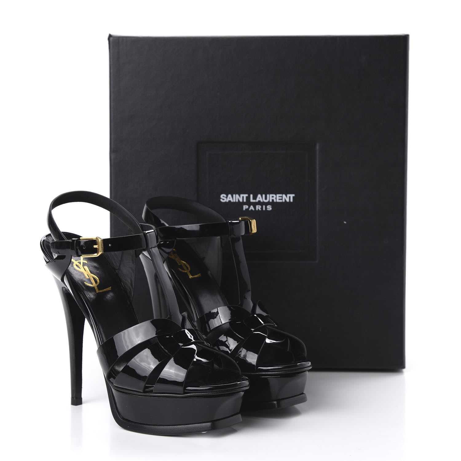 Saint Laurent Patent Tribute 105 Platform Sandals 35.5 Black 9 of 10