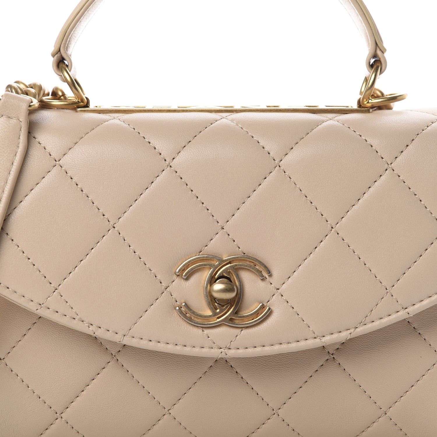 Chanel Lambskin Quilted Small Trendy Spirit Top Handle Bag Beige 7 of 10