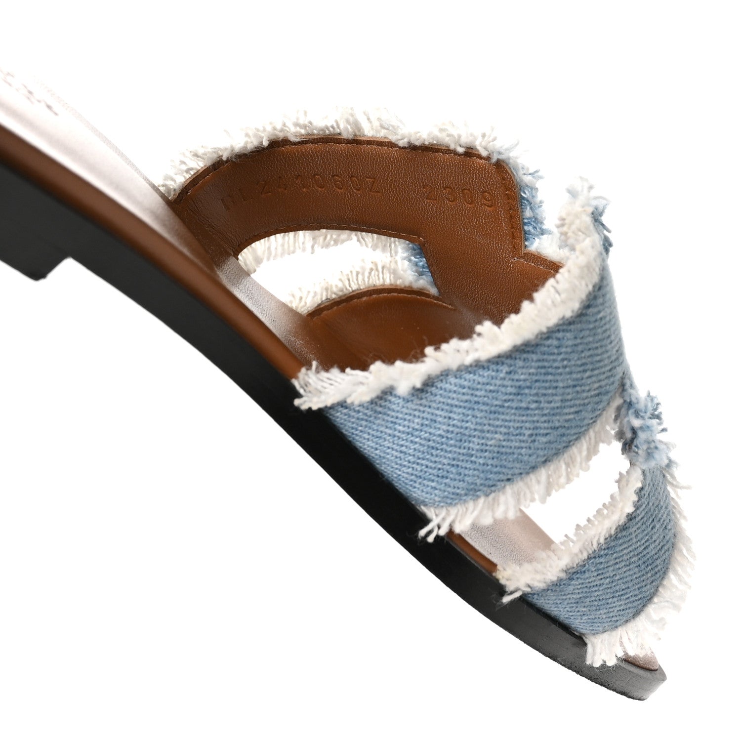 Hermes Denim Oran Fringe Sandals 40 Bleu Clair 8 of 9