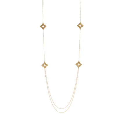 Roberto Coin 18K Yellow Gold Diamond Petite Venetian Princess Flower Long Station Necklace 1 of 4