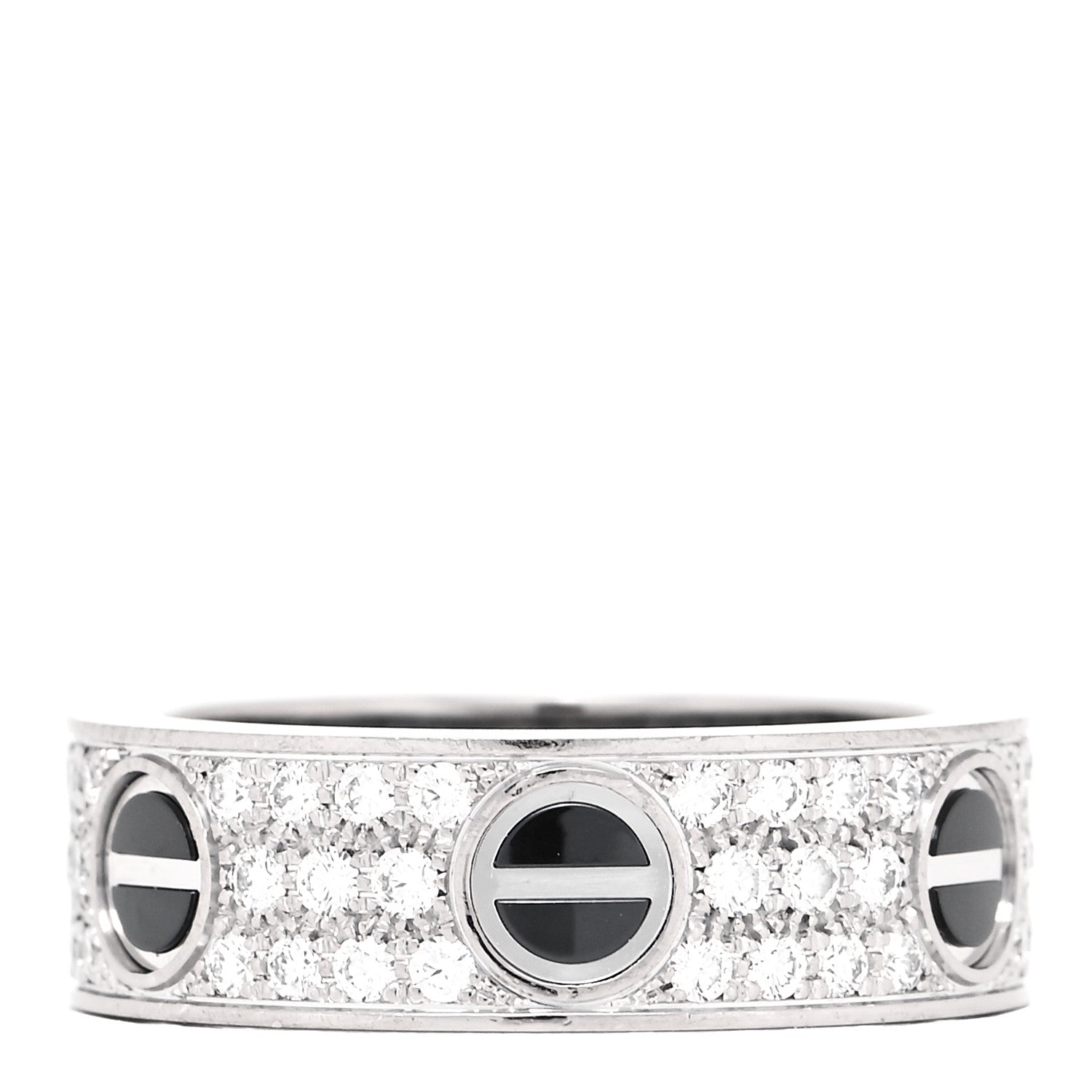 Cartier 18K White Gold Diamond Ceramic LOVE Paved Ring 53 6.25 1 of 4