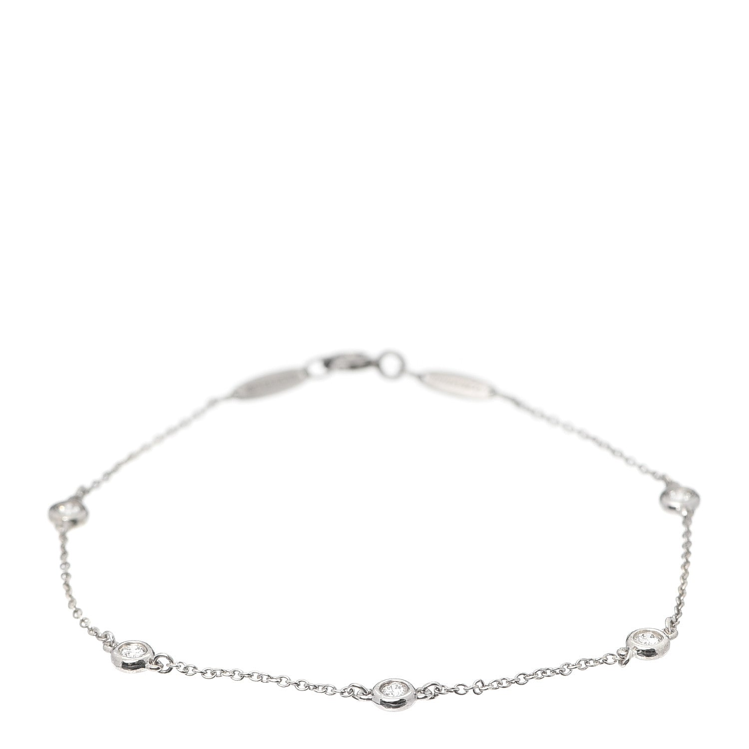Tiffany Sterling Silver Diamond .25ct Elsa Peretti Diamonds By The Yard Bracelet 1 of 6