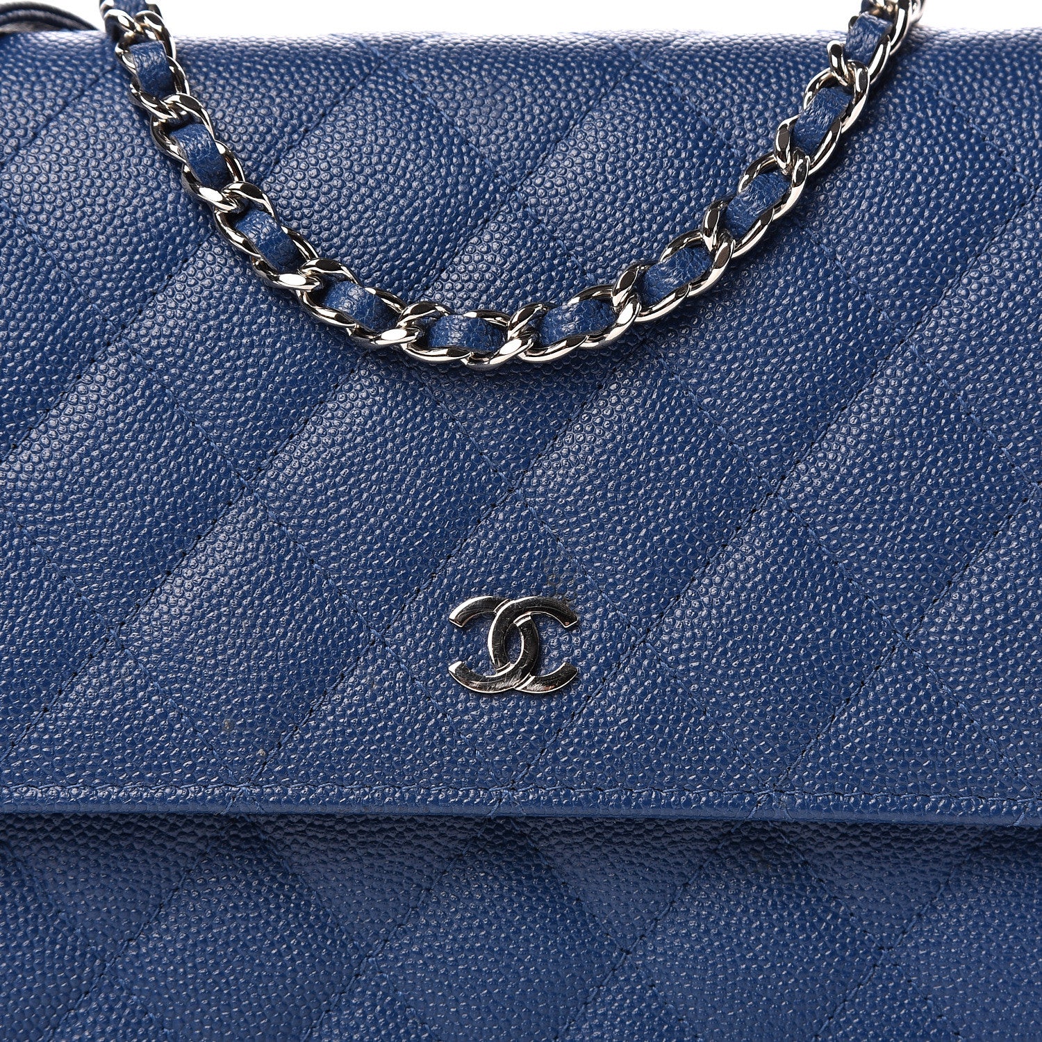Chanel Caviar Quilted Square Wallet On Chain WOC Navy 10 of 10