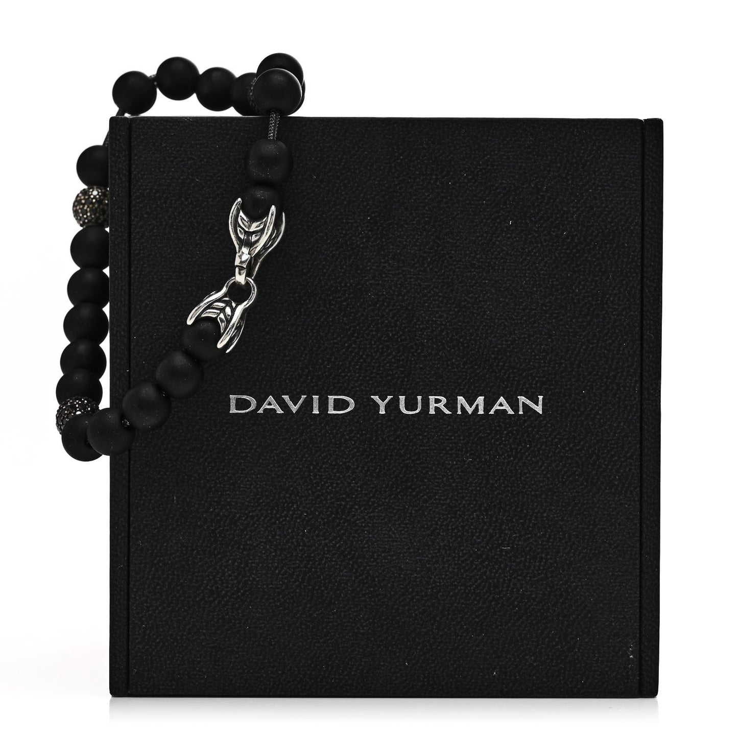 Sterling Silver Black Onyx Black Diamond 8mm Spiritual Beads Bracelet