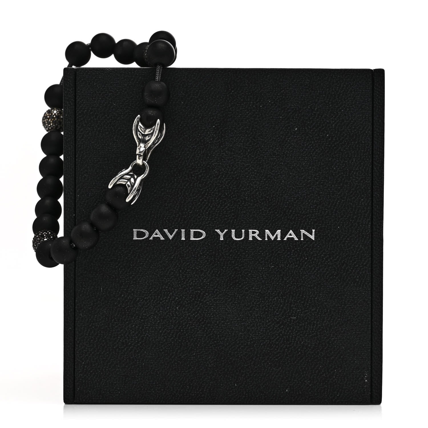 David Yurman Sterling Silver Black Onyx Black Diamond 8mm Spiritual Beads Bracelet 4 of 4